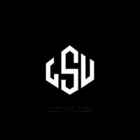 LSU letter logo design with polygon shape. LSU polygon and cube shape logo design. LSU hexagon vector logo template white and black colors. LSU monogram, business and real estate logo.