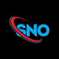 logotipo de sno. sno carta. diseño de logotipo de letra sno. logotipo de iniciales sno vinculado con círculo y logotipo de monograma en mayúsculas. tipografía sno para tecnología, negocios y marca inmobiliaria. vector