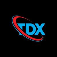 logotipo de tdx. carta tdx. diseño del logotipo de la letra tdx. logotipo de iniciales tdx vinculado con círculo y logotipo de monograma en mayúsculas. tipografía tdx para tecnología, negocios y marca inmobiliaria. vector