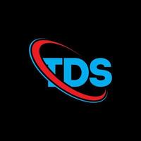 logotipo de tds. letra tds. diseño del logotipo de la letra tds. logotipo de iniciales tds vinculado con círculo y logotipo de monograma en mayúsculas. tipografía tds para tecnología, negocios y marca inmobiliaria. vector