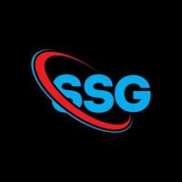 logotipo de sg carta ssg. diseño del logotipo de la letra ssg. logotipo de iniciales ssg vinculado con círculo y logotipo de monograma en mayúsculas. tipografía ssg para tecnología, negocios y marca inmobiliaria. vector
