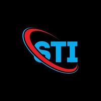 logotipo de sti. letra sti. diseño de logotipo de letra sti. logotipo de iniciales sti vinculado con círculo y logotipo de monograma en mayúsculas. tipografía sti para tecnología, negocios y marca inmobiliaria. vector