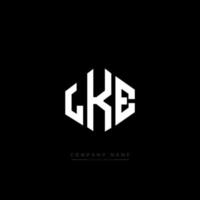 LKE letter logo design with polygon shape. LKE polygon and cube shape logo design. LKE hexagon vector logo template white and black colors. LKE monogram, business and real estate logo.