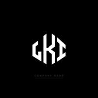 LKI letter logo design with polygon shape. LKI polygon and cube shape logo design. LKI hexagon vector logo template white and black colors. LKI monogram, business and real estate logo.