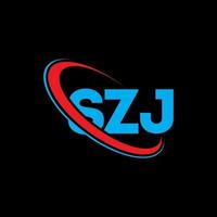 logotipo de szj. letra szj. diseño del logotipo de la letra szj. logotipo de iniciales szj vinculado con círculo y logotipo de monograma en mayúsculas. tipografía szj para tecnología, negocios y marca inmobiliaria. vector