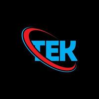 TEK logo. TEK letter. TEK letter logo design. Initials TEK logo linked with circle and uppercase monogram logo. TEK typography for technology, business and real estate brand. vector