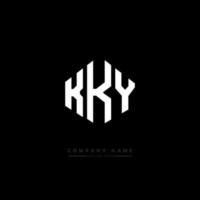 KKY letter logo design with polygon shape. KKY polygon and cube shape logo design. KKY hexagon vector logo template white and black colors. KKY monogram, business and real estate logo.