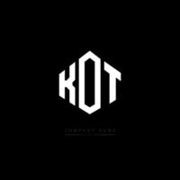 KOT letter logo design with polygon shape. KOT polygon and cube shape logo design. KOT hexagon vector logo template white and black colors. KOT monogram, business and real estate logo.