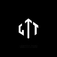 LTT letter logo design with polygon shape. LTT polygon and cube shape logo design. LTT hexagon vector logo template white and black colors. LTT monogram, business and real estate logo.