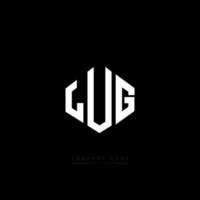 LUG letter logo design with polygon shape. LUG polygon and cube shape logo design. LUG hexagon vector logo template white and black colors. LUG monogram, business and real estate logo.