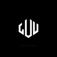 LUU letter logo design with polygon shape. LUU polygon and cube shape logo design. LUU hexagon vector logo template white and black colors. LUU monogram, business and real estate logo.