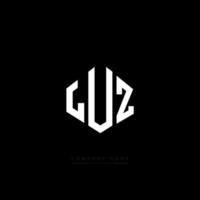 LUZ letter logo design with polygon shape. LUZ polygon and cube shape logo design. LUZ hexagon vector logo template white and black colors. LUZ monogram, business and real estate logo.