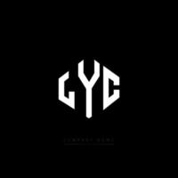 LYC letter logo design with polygon shape. LYC polygon and cube shape logo design. LYC hexagon vector logo template white and black colors. LYC monogram, business and real estate logo.
