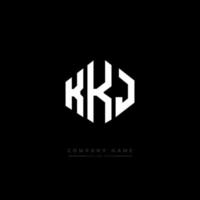 KKJ letter logo design with polygon shape. KKJ polygon and cube shape logo design. KKJ hexagon vector logo template white and black colors. KKJ monogram, business and real estate logo.