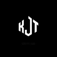 KJT letter logo design with polygon shape. KJT polygon and cube shape logo design. KJT hexagon vector logo template white and black colors. KJT monogram, business and real estate logo.