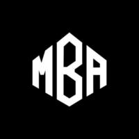 MBA letter logo design with polygon shape. MBA polygon and cube shape logo design. MBA hexagon vector logo template white and black colors. MBA monogram, business and real estate logo.