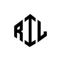 RIL letter logo design with polygon shape. RIL polygon and cube shape logo design. RIL hexagon vector logo template white and black colors. RIL monogram, business and real estate logo.