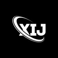 XIJ logo. XIJ letter. XIJ letter logo design. Initials XIJ logo linked with circle and uppercase monogram logo. XIJ typography for technology, business and real estate brand. vector