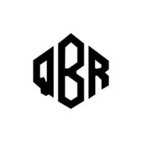 QBR letter logo design with polygon shape. QBR polygon and cube shape logo design. QBR hexagon vector logo template white and black colors. QBR monogram, business and real estate logo.