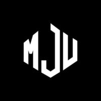 MJU letter logo design with polygon shape. MJU polygon and cube shape logo design. MJU hexagon vector logo template white and black colors. MJU monogram, business and real estate logo.