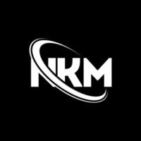 logotipo de nkm. letra nkm. diseño del logotipo de la letra nkm. Logotipo de iniciales nkm vinculado con un círculo y un logotipo de monograma en mayúsculas. Tipografía nkm para tecnología, negocios y marca inmobiliaria. vector