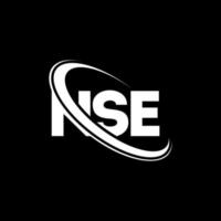 logotipo de nse. letra nse. diseño de logotipo de letra nse. logotipo de iniciales nse vinculado con círculo y logotipo de monograma en mayúsculas. Tipografía nse para tecnología, negocios y marca inmobiliaria. vector