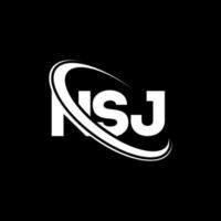 NSJ logo. NSJ letter. NSJ letter logo design. Initials NSJ logo linked with circle and uppercase monogram logo. NSJ typography for technology, business and real estate brand. vector