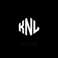 KNL letter logo design with polygon shape. KNL polygon and cube shape logo design. KNL hexagon vector logo template white and black colors. KNL monogram, business and real estate logo.