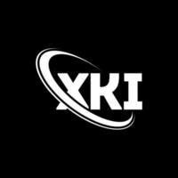 XKI logo. XKI letter. XKI letter logo design. Initials XKI logo linked with circle and uppercase monogram logo. XKI typography for technology, business and real estate brand. vector