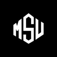 diseño de logotipo de letra msu con forma de polígono. msu polígono y diseño de logotipo en forma de cubo. msu hexágono vector logo plantilla colores blanco y negro. monograma msu, logotipo comercial y inmobiliario.