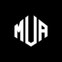 diseño de logotipo de letra mua con forma de polígono. mua polígono y diseño de logotipo en forma de cubo. mua hexágono vector logo plantilla colores blanco y negro. monograma mua, logotipo comercial y inmobiliario.