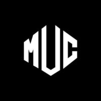 MUC letter logo design with polygon shape. MUC polygon and cube shape logo design. MUC hexagon vector logo template white and black colors. MUC monogram, business and real estate logo.