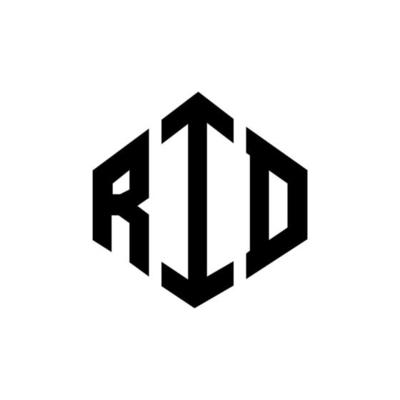 RID letter logo design with polygon shape. RID polygon and cube shape logo design. RID hexagon vector logo template white and black colors. RID monogram, business and real estate logo.