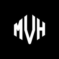 Diseño de logotipo de letra mvh con forma de polígono. Diseño de logotipo en forma de cubo y polígono mvh. mvh hexágono vector logo plantilla colores blanco y negro. Monograma mvh, logotipo comercial e inmobiliario.