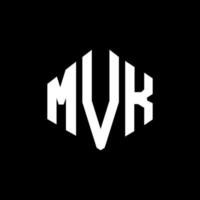 MVK letter logo design with polygon shape. MVK polygon and cube shape logo design. MVK hexagon vector logo template white and black colors. MVK monogram, business and real estate logo.