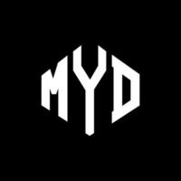 diseño de logotipo de letra myd con forma de polígono. myd polígono y diseño de logotipo en forma de cubo. myd hexágono vector logo plantilla colores blanco y negro. monograma myd, logotipo comercial y inmobiliario.