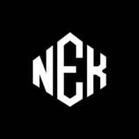 NEK letter logo design with polygon shape. NEK polygon and cube shape logo design. NEK hexagon vector logo template white and black colors. NEK monogram, business and real estate logo.