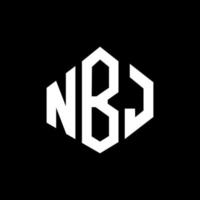 NBJ letter logo design with polygon shape. NBJ polygon and cube shape logo design. NBJ hexagon vector logo template white and black colors. NBJ monogram, business and real estate logo.