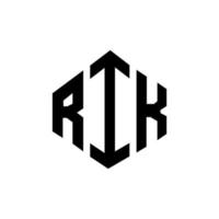 diseño de logotipo de letra rik con forma de polígono. diseño de logotipo en forma de cubo y polígono rik. rik hexagon vector logo plantilla colores blanco y negro. monograma de rik, logotipo comercial y inmobiliario.