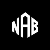 NAB letter logo design with polygon shape. NAB polygon and cube shape logo design. NAB hexagon vector logo template white and black colors. NAB monogram, business and real estate logo.
