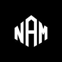 NAM letter logo design with polygon shape. NAM polygon and cube shape logo design. NAM hexagon vector logo template white and black colors. NAM monogram, business and real estate logo.