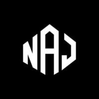 NAJ letter logo design with polygon shape. NAJ polygon and cube shape logo design. NAJ hexagon vector logo template white and black colors. NAJ monogram, business and real estate logo.