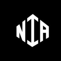 NIA letter logo design with polygon shape. NIA polygon and cube shape logo design. NIA hexagon vector logo template white and black colors. NIA monogram, business and real estate logo.
