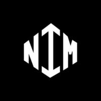 NIM letter logo design with polygon shape. NIM polygon and cube shape logo design. NIM hexagon vector logo template white and black colors. NIM monogram, business and real estate logo.