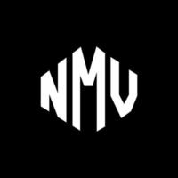 diseño de logotipo de letra nmv con forma de polígono. diseño de logotipo en forma de cubo y polígono nmv. nmv hexágono vector logo plantilla colores blanco y negro. Monograma nmv, logotipo comercial y inmobiliario.