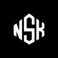 NSK letter logo design with polygon shape. NSK polygon and cube shape logo design. NSK hexagon vector logo template white and black colors. NSK monogram, business and real estate logo.