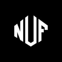 diseño de logotipo de letra nuf con forma de polígono. nuf polígono y diseño de logotipo en forma de cubo. nuf hexágono vector logo plantilla colores blanco y negro. monograma nuf, logotipo comercial e inmobiliario.