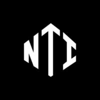 NTI letter logo design with polygon shape. NTI polygon and cube shape logo design. NTI hexagon vector logo template white and black colors. NTI monogram, business and real estate logo.