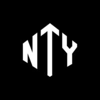 diseño de logotipo de letra nty con forma de polígono. diseño de logotipo en forma de cubo y polígono nty. nty hexágono vector logo plantilla colores blanco y negro. monograma nty, logotipo comercial e inmobiliario.