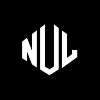 NUL letter logo design with polygon shape. NUL polygon and cube shape logo design. NUL hexagon vector logo template white and black colors. NUL monogram, business and real estate logo.